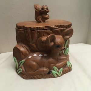 Twin Winton Squirrel And Deer Cookie Jar Brown Made In California USA